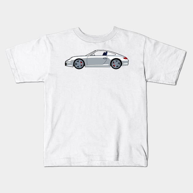 Porsche 911 997 Carrera S White Lobster Claw Kids T-Shirt by antipc